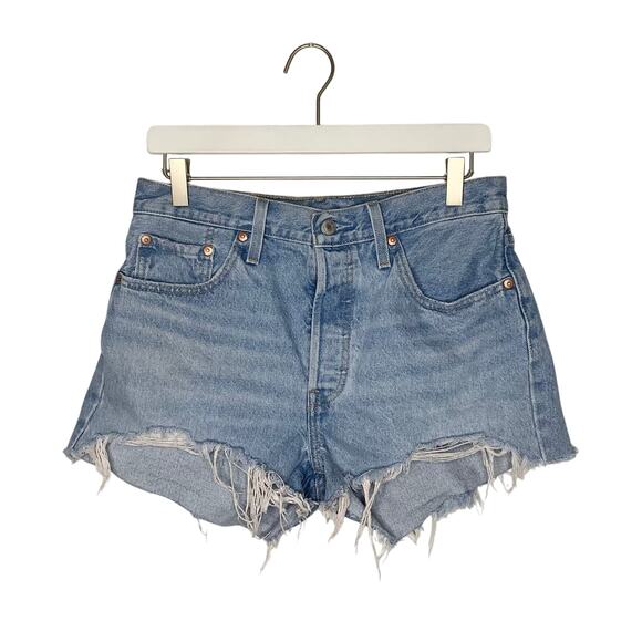 Levi’s 501 High Rise Cutoff Denim Jean Shorts Button Fly 29 - Picture 1 of 8